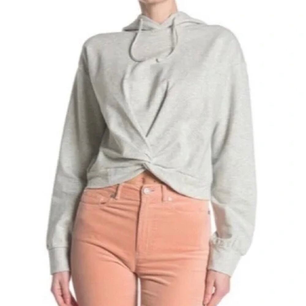 EUC Abound Gray Twist-Front Cropped Hooded Sweatshirt. Size M.